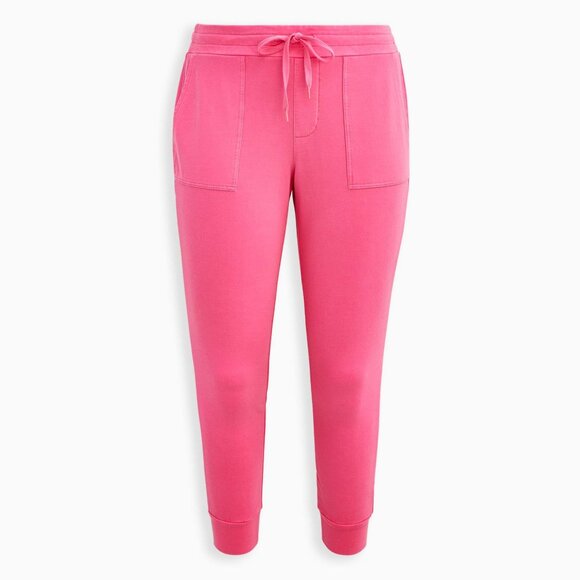 Torrid Classic Fit Jogger Super Soft Fleece Mid-Rise Pant in Bright Neon Pink - Picture 3 of 7
